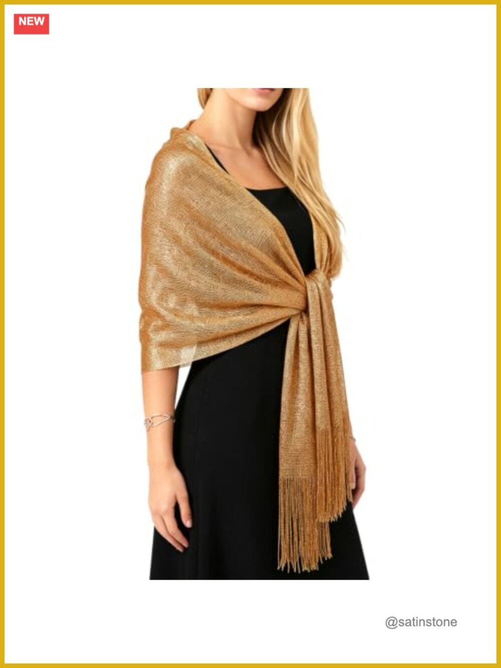 Metallic Sparkling Shawl Wrap Evening Wedding Tassel Scarf